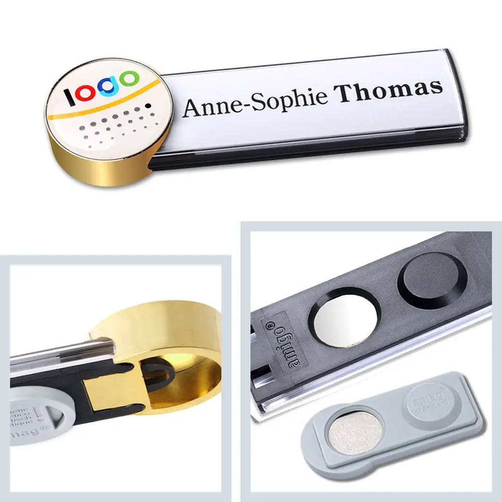 Epoxid-Doming Namensschilder mit Logo, Gold